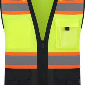 Class 2 High Visibility Reflective Safety Vests Women & Men With 5 Pockets And Zipper Front,Meets Ansi/Isea Standards