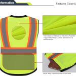 Class 2 High Visibility Reflective Safety Vests Women & Men With 5 Pockets And Zipper Front,Meets Ansi/Isea Standards